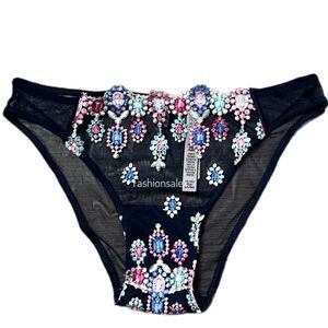 Victorias Secret Dream Angels Embroidered Mesh Cheekini panty blue multicolor XL